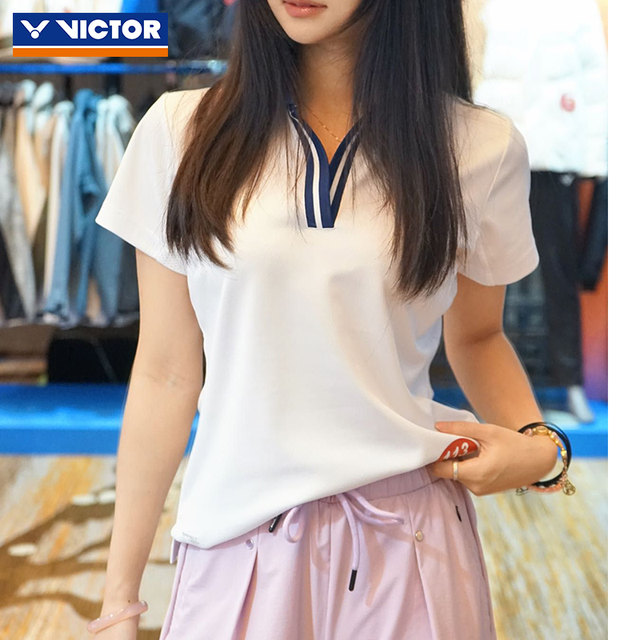 VICTOR Victory Badminton Wear Victory Sports Breathable Short Sleeve Women's Knitted POLO Shirt S-56001