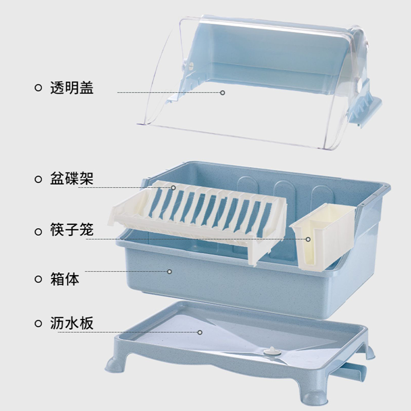 厨房碗筷收纳盒放碗沥水带盖迷你碗柜架餐具家用多功能碗碟置物架-图3