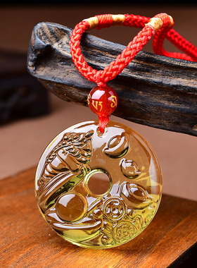 祥安灵阁蟾来献瑞吊坠黄水晶属猪2026年吉祥物男女生肖猪佩戴挂件