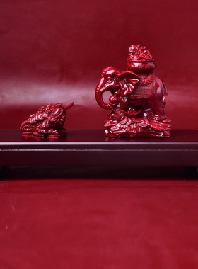 属龙人金蟾拜象摆件2026马年生肖龙朱砂摆式家居客厅卧室吉祥礼物