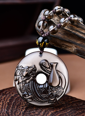 五行缺水补水 北方水神玄武 黑曜石属水吊坠项链水泽节卦黑色蛇龟