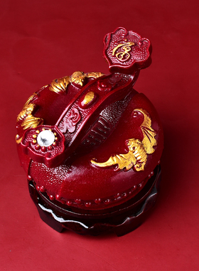 天然朱砂福寿如意聚宝盆摆件紫金砂福禄聚财客厅玄关风水吉祥摆设
