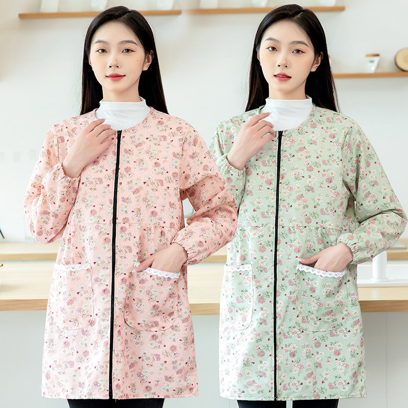 长袖圆领时尚女罩衣大人新款围裙厨房做饭家用外套干活工作服冬季,淘宝优惠券,粉丝福利购,淘宝优惠卷