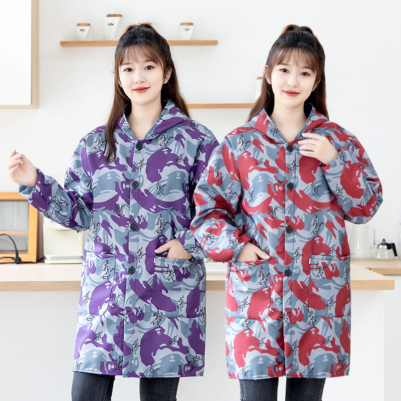 长袖2025新款加绒加厚罩衣大人防水围裙厨房家用防油女大褂工作服,淘宝优惠券,粉丝福利购,淘宝优惠卷