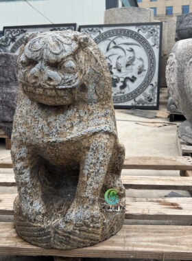 石雕老旧复古仿古青石案头收藏狮子石虎怪兽装饰摆件石头摆件
