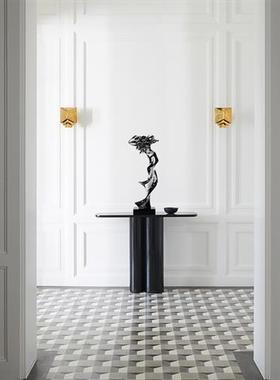 现代轻奢透明树脂雕塑客厅电视机柜两侧落地摆件楼梯间玄关装饰品