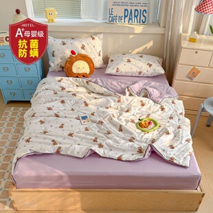 夏季夏凉被A类单双人儿童被空调被抗菌防螨水洗皱皱纱可水洗夏被