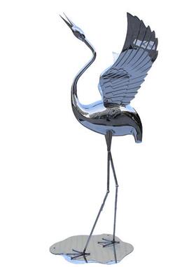 不锈钢仙鹤镜面雕塑定制酒店售楼处水池草坪火烈鸟动物摆件落地