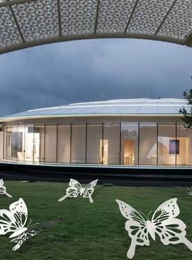 不锈钢蝴蝶摆件户外草坪仿真昆虫动物雕塑花园装饰园林景观小品