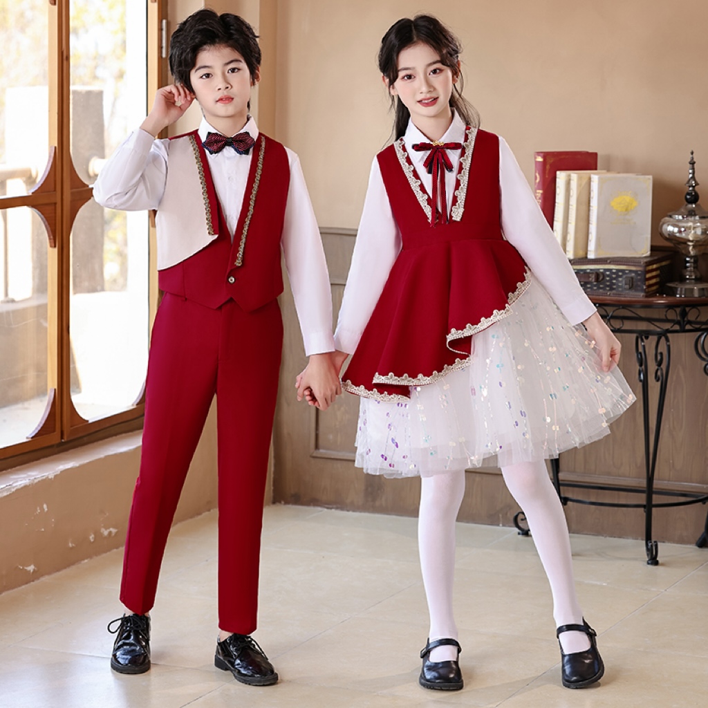 儿童大合唱中小学生运动会服装诗歌朗诵男女孩演讲比赛红歌演出服 - 图0