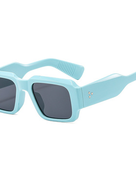 欧美方框太阳镜方框厚腿设计潮流墨镜男款sunglasses铆钉装饰