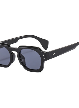 新款欧美小框方形太阳镜男个性铆钉网红时尚糖果色墨镜女