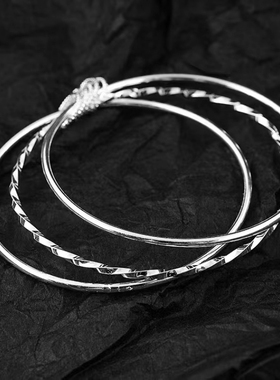 满天星925银手镯女实心银镯子手环七夕情人节生日礼物送女友