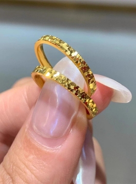 碎碎冰戒指女仿真黄金素圈情侣对戒送女友生日礼物