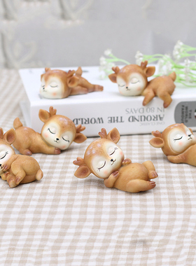 梅花鹿可爱风卡通动物树脂小摆件