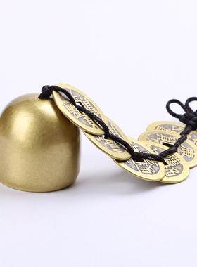 富贵鱼铜铃铜铜风铃六帝钱黑色绳中国结铃铛挂件门饰