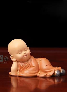 网红创意小和尚办公桌家居摆件慧能和尚树脂工艺品办公桌茶桌装饰