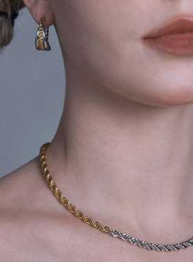 赞多同款双色绳结项链简约工业风