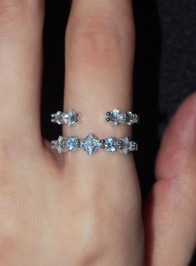 双圈满钻戒指简约高级感送女友