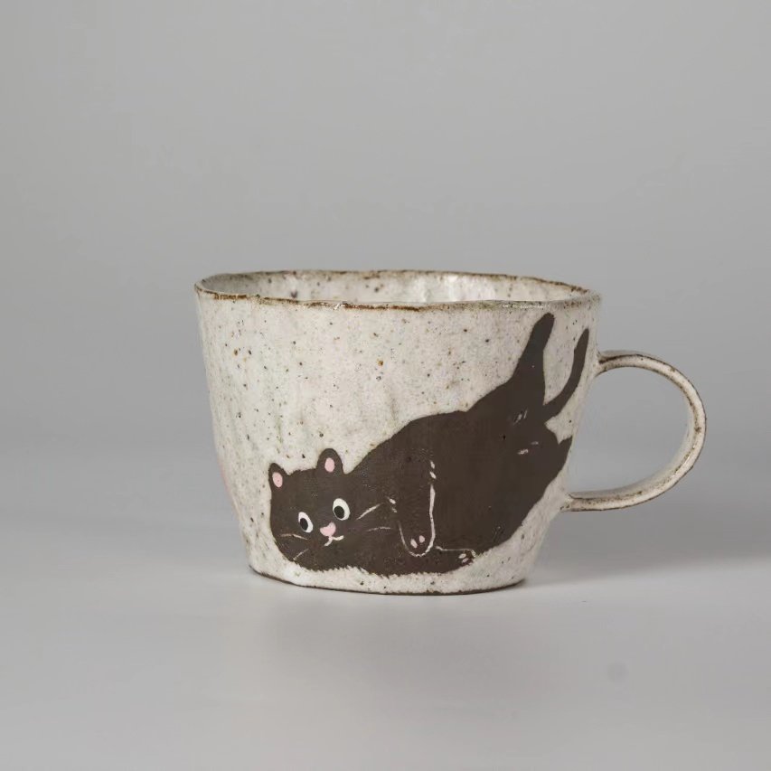春辰猫咪咖啡杯景德镇手作陶瓷猪口杯蛋杯拿铁拉花手绘高温釉下彩,淘宝优惠券,粉丝福利购,淘宝优惠卷
