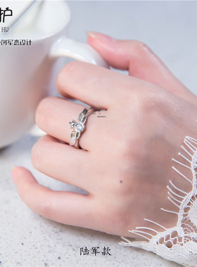 橄榄枝戒指纯银胸标戒指兵心