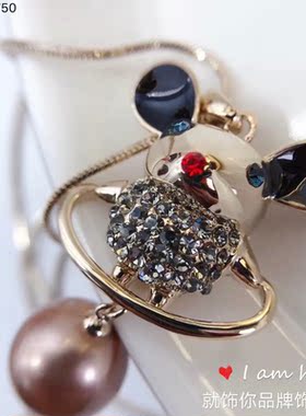 欧比雅比2025新款毛衣链个性小老鼠珍珠流苏简约高端ins风项链女