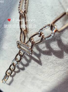 网红爆款2026新款朋克ins风粗链条锆石毛衣链个性时尚小众项链女