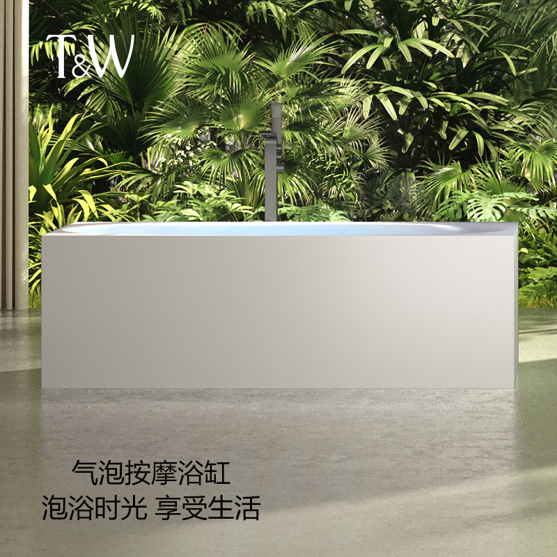 特拉维尔独立式人造石按摩浴缸家用智能气泡按摩冲浪水疗浴池 - 图0