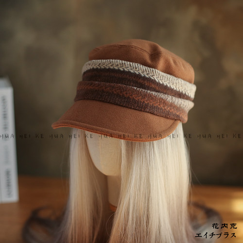 出口日韩~ 复古高级感平顶马术帽秋冬褶皱美拉德风百搭报童帽066 - 图0