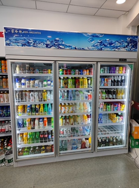 三门饮料展示柜冰柜水柜超市便利店酒水饮料柜