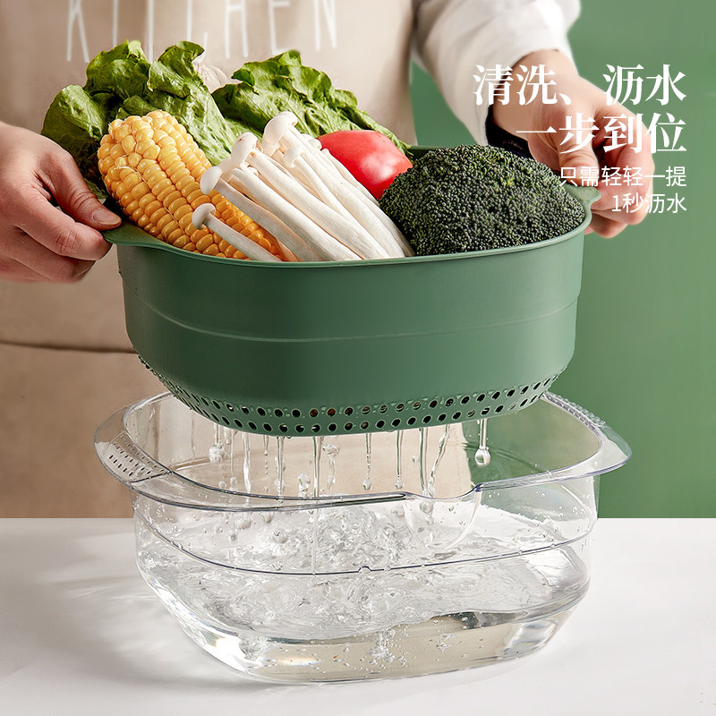 厨房双层洗菜盆沥水篮客厅茶几家用2025新款菜篮子水果盘洗菜篮子,淘宝优惠券,粉丝福利购,淘宝优惠卷