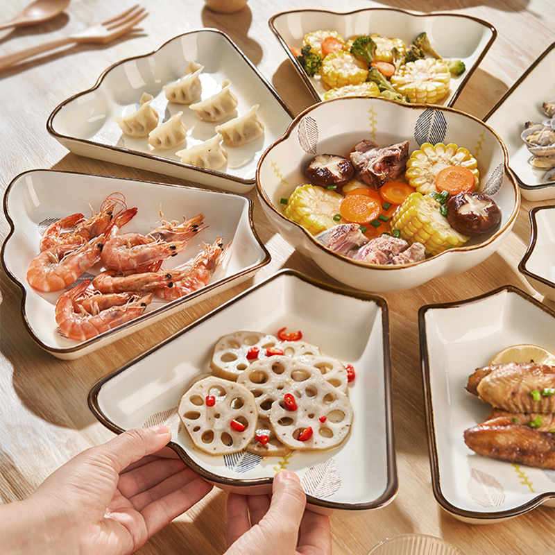 拼盘餐具组合过年团圆饭圆桌扇形盘子碗菜盘家用2024新款碗碟套装