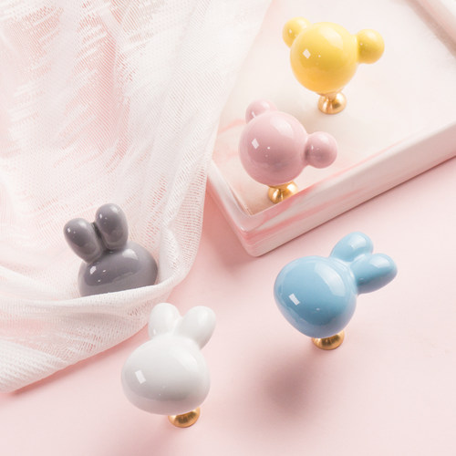 黄铜轻奢儿童房卡通可爱云朵月亮星星陶瓷橱柜门衣柜抽屉拉手把手 - 图2