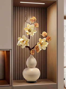 玄关入户屏风葫芦装饰客厅仿真花艺壁龛竖长轻奢高级装饰乔迁礼品