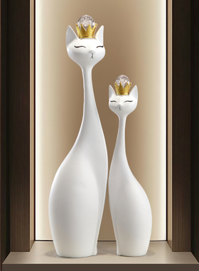 树脂招财对鹿简约百搭竖高装饰品