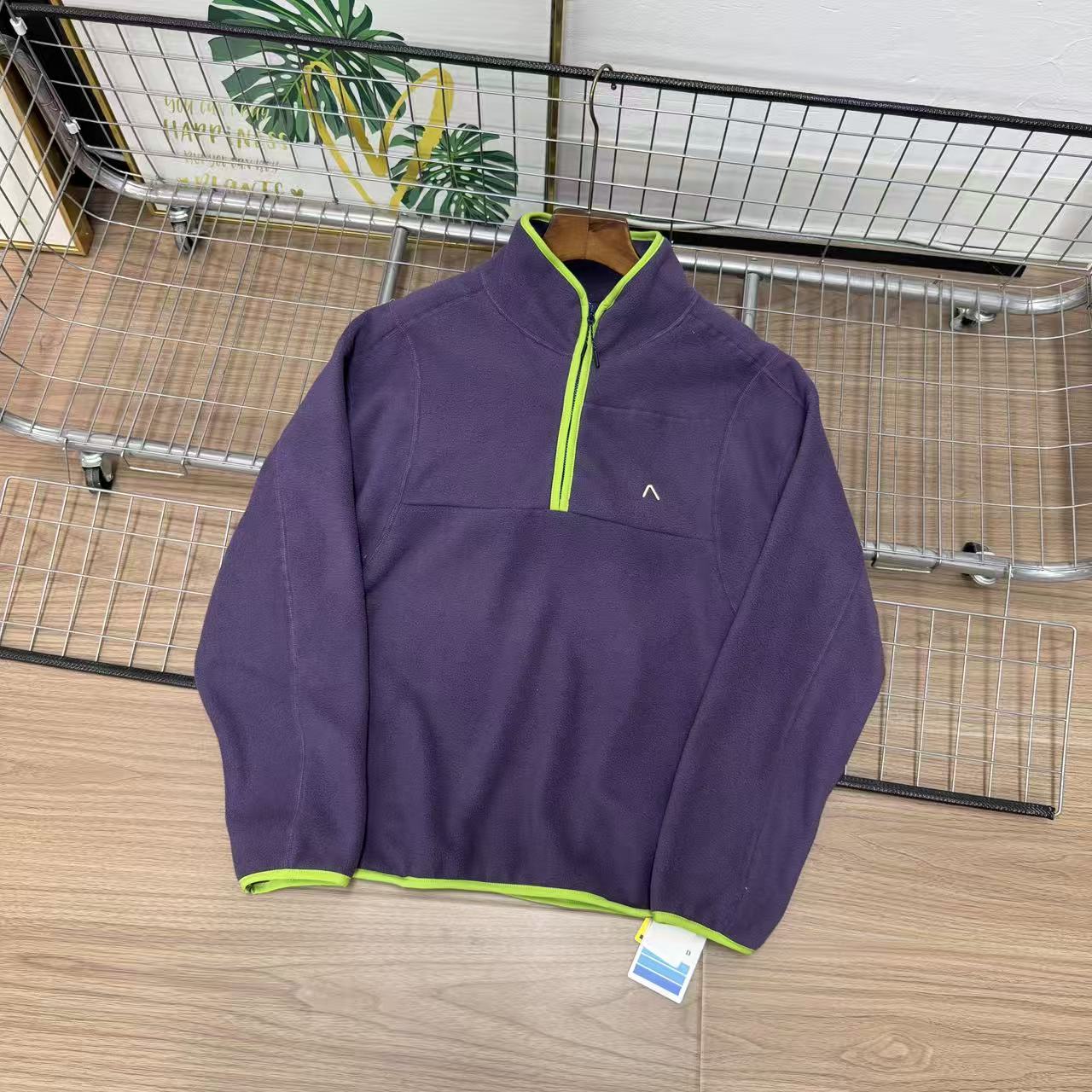 户外立领设计感半拉链开襟柔软亲肤双面摇粒绒加后情侣撞色卫衣 - 图1