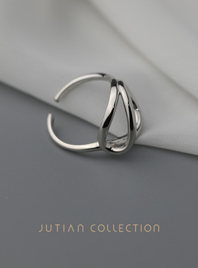 jutian简约纯银银戒指女设计感