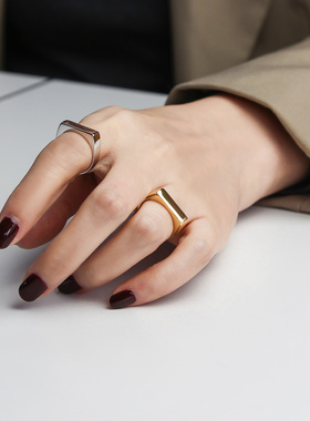 ins韩版女方形开口可调节戒指