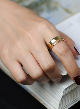 戒指925银双层光面极简风小众