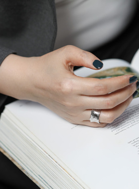 JUTIAN女925银不规则网纹戒指