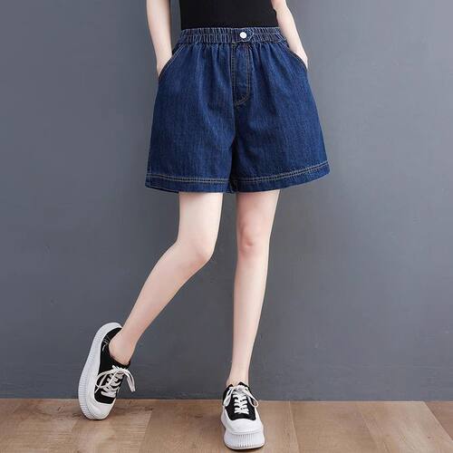 清仓捡漏牛仔短裤女夏季薄款女裤高腰显瘦阔腿宽松a字大码热裤潮 - 图0