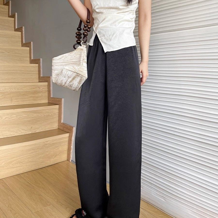 清仓捡漏白色醋酸裤子女夏季薄款凉凉直筒垂垂裤新中式冰丝阔腿裤,淘宝优惠券,粉丝福利购,淘宝优惠卷