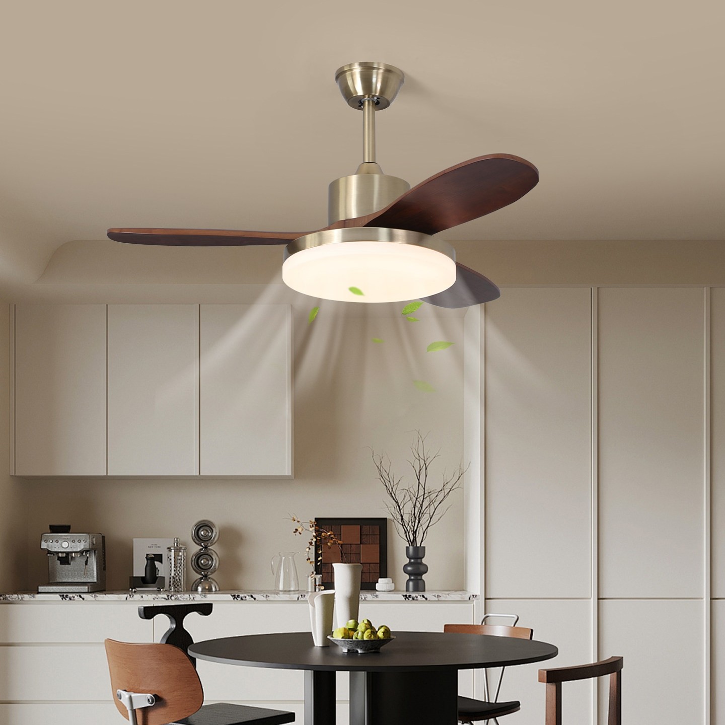 客厅风扇灯新款中古风胡桃木色电风力护眼吊扇灯扇灯高级感简约大,淘宝优惠券,粉丝福利购,淘宝优惠卷