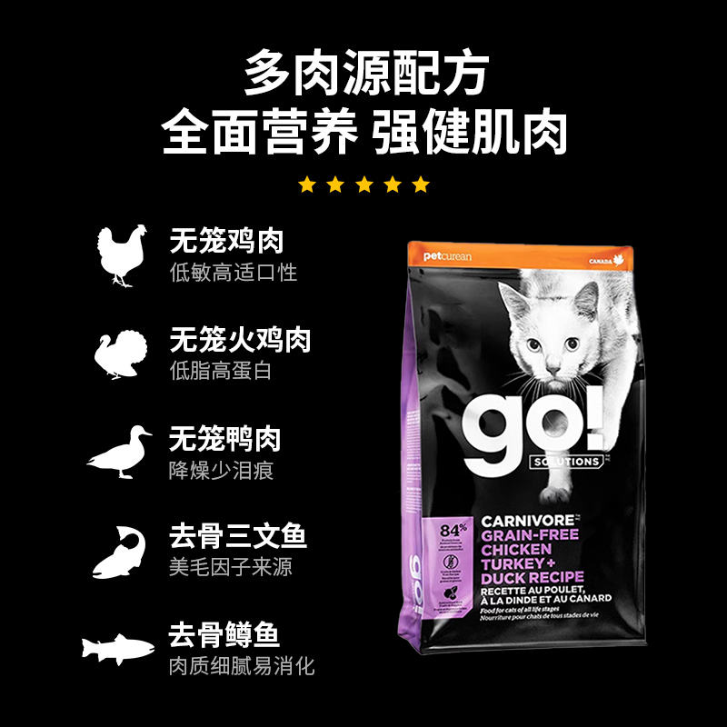 【自营】临期Go! Solutions无谷九种肉猫粮美版7.26kg-效期24.9