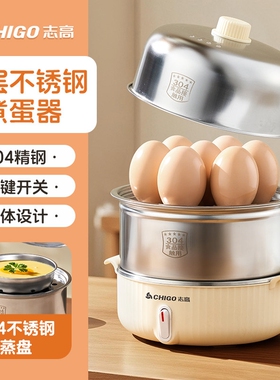 志高304不锈钢电蒸锅家用双层多