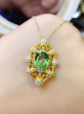 精工镶嵌s925纯银吊坠空托免费镶嵌diy8*10电镀18k黄金项链空托