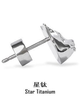 星钛柴犬拉丝款钛合金耳钉