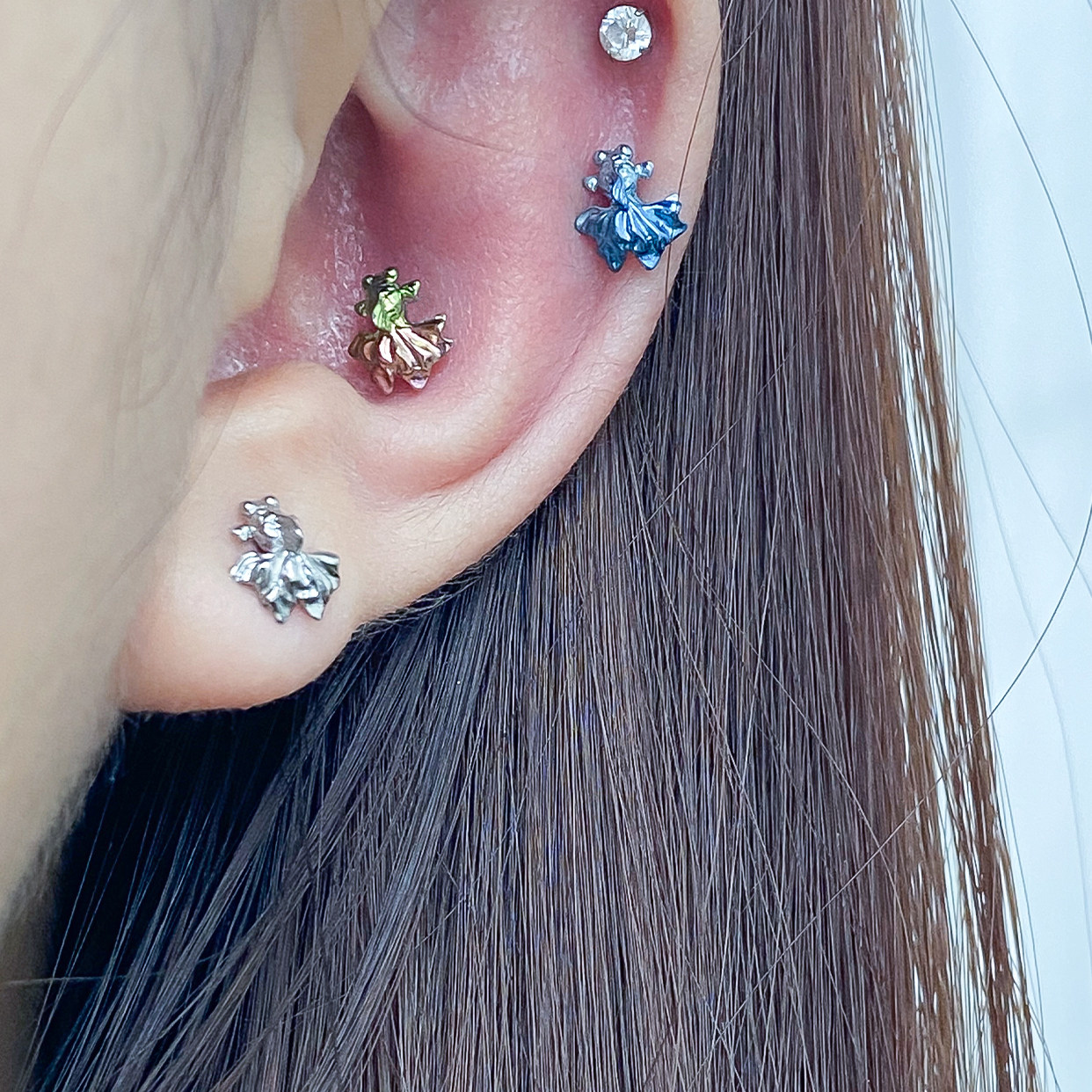 星钛 金鱼F136钛合金迷你可爱生动内螺旋穿刺耳饰耳钉耳骨钉 - 图2