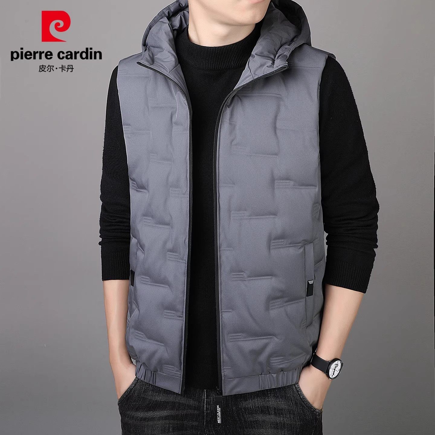 皮尔卡丹连帽棉服马甲男士潮流痞帅保暖坎肩冬季新款休闲外套男装,淘宝优惠券,粉丝福利购,淘宝优惠卷