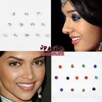 Indian Import Brow Sticker with Bindi Nose Nail Nose Patch Water Drill Silver Belly Belly Dance Indian Stage Accessories